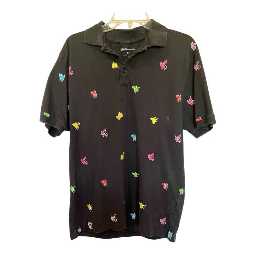 Pokemon Center Pikachu/Raichu black Pokemon polo shirt size medium